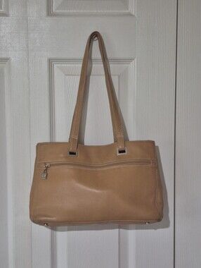 Perlina beige leather east west shoulder bag Vintage